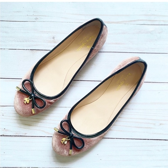 Kate Spade Pink Blush Velvet Ballet Flats - Picture 2 of 4
